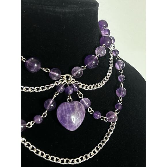 Handmade Amethyst Choker Necklace, 20in Completely Adjustable, With an Extender - Picture 4 of 7